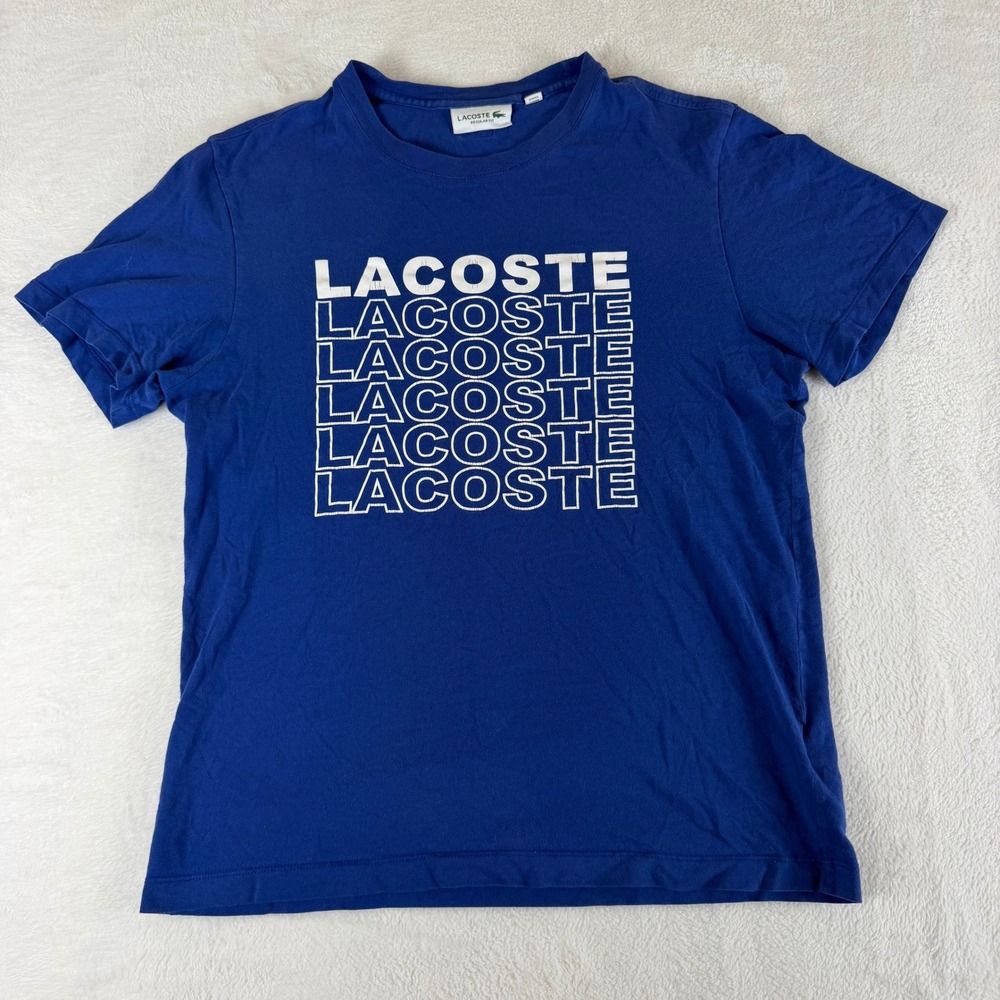 Lacoste Mens Regular Fit Graphic T-Shirt Size Small Blue Short Sleeve